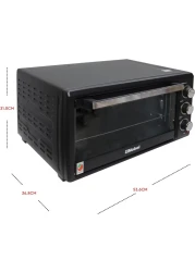 Nobel 35 Litres Electric Oven With 3 Knob Control &amp; 60 Minutes Timer With Bell, Rotisserie &amp; Inner Lamp, Heat Resistant Tempered Glass 1500W NEO36 Black