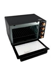 AFRA Electric Oven Toaster, 45L, 2800w Convection Rotisserie &amp; Oven Lamp, 4 Knobs Tray, Rack, Handle, 7-Functions Control, Adjustable Thermostat 70 To 250C, AF-4517OTBK, 2-Year Warranty
