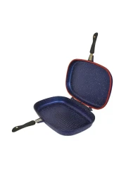 Non-stick pan fried steak artifact double-sided pressure cooker light oil and less smoke (32CM, blue)