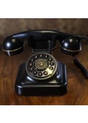 Sprintee Black Vintage Retro Telephone, Classic Old-Fashioned Landline Phone with Rotary Dial, Vintage Decorative Telephone for Home and Office Décor
