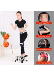 Mini Stepper Trainer Adjustable Height Stepper Exercise Machine with Resistance Bands and LCD Monitor Air Climber Stepping Fitness Machine