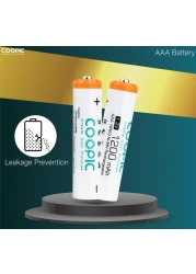 COOPIC Create Cool Pictures Rechargeable AAA Batteries, 1200mAh High Capacity Batteries 1.2V HR03 NiMH Low Self Discharge (4pcs)&hellip;