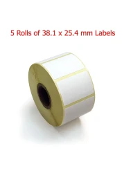 OSCAR Sticker Label 38x25 mm for Barcode Label Printer Direct Thermal &amp; Thermal Transfer 1000 Labels per Roll Detail Size 38.1 x 25.4 mm 1 Inch Core (5 Rolls)