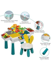 Kids Activity Table and Chair Set Multi Activity Table with Storage 155pcs Building Blocks Table Compatible with Classic Bricks Craft Learn Play Water Sand Table for Boys Girls