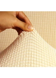 High Stretch 1 Seater Sofa Cover Cream Soft Brushed Fabric Couch Cover Full Coverage Furniture Protector Slipcover One Seater Fits on Standard and Recliner Sofa 80-120cm Size