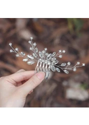 Jeairts Silver Rhinestone Bridal Hair Comb Crystal Wedding Hair Pieces Sparkly Brides Headpiece Hair Dress Decorative Accessories for Brides and Bridesmaids