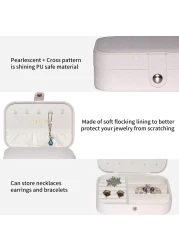 Smileshe Jewelry Box PU Leather Small Portable Travel Case 2 Layers Organizer Display Storage Holder Box for Rings Earrings Necklaces Bracelets