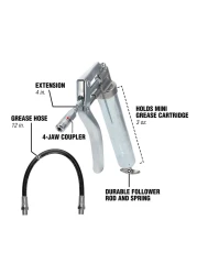 Workforce Mini Grease Gun for 3 oz Cartridges 12 In Flexible Extension 4 In Rigid Extension L1305