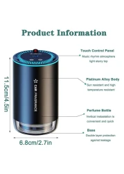 Smart Car Diffuser - 50ml Mini Aromatherapy Essential Oil Diffuser with LED Starry Ambient Light, USB Rechargeable, Portable Air Freshener