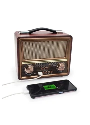Portable Radio FM AM SW Retro Kitchen Stereo Multiple Power Supply Powerful Functional Audio Bluetooth Radio Support TF Card USB Disk Speaker Playback for Outdoor Indoor