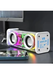 V8 Bluetooth Speaker, Dual Speakers, High Power Subwoofer, White