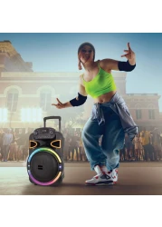 Green Lion PartyLife 500 Bluetooth Speaker, BT v5.0, Light Show, 50W Power, 4000mAh Battery, Deep Bass, Equalizer, Wireless Microphone &amp; Remote Control, AUX Mode - Black
