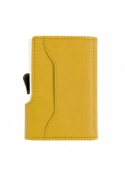 Santhome Card Holder Wallet, Mens Minimalist Slim Metal RFID NFC Blocking Contactless Card Protector Security Pop up wallet (Camel)