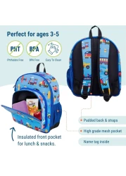 Wildkin 12Inch Kids Backpack for Boys Girls Perfect for Daycare and Preschool Toddler Bags Features Padded Back Adjustable Strap Ideal for School Travel Trains Planes and Trucks