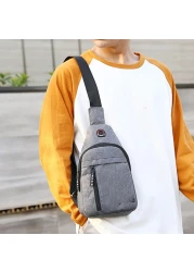 Small Sling Bag Crossbody Chest Shoulder Water Resistant Purse One Strap Travel Bag for Men Women With Earphone Hole - Grey