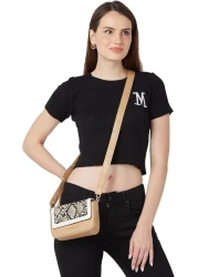 ELLIS SNAKESKIN PRINT FAWN FAUX LEATHER SMALL SLING