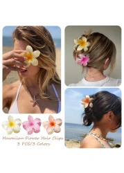 ANEESAA6 Pack Flower Hair Clips for Women and Girls Preppy Flower Claw Clips Hawaiian Plumeria Hair Clips for Thin Hair Large Cute Flower Hair Clips for Thick Hair
