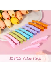 Hair Clips for Styling, Sublaga 12 Pcs Non-Slip Colorful Plastic Duckbill Alligator Hair Barrettes Pins for Women, Baby Kids and Girls, 3.5" (12pcs Solid color)