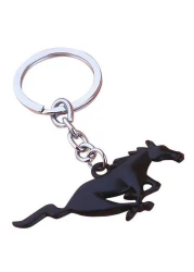 Generic Black Running Horse Emblem Badge Key Chain