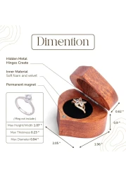 MONYCraft Ring Box Heart Handmade Wooden Ring Box for Proposal Engagement Ring Box Wood Unique Proposal Ring Box Engraved With Will you marry me Heart Shape Ring Box