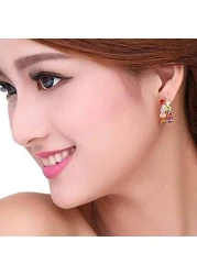 Aiwanto Necklace Set Earring Necklace Ring Set for Women's Colorful Zircon Necklace Earrings set Necklace Earring Set Gift for Wife Girlfriend