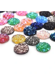Vivian 204 Pieces 17 Colors Round Resin Cabochon Flatback Druzy Iridescent Colorful Cabochons DIY Accessories 8mm