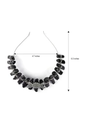 Bubbmi Black Raw Crystal Tiara Crown Headband Natural Quartz Moon Goddess Witch Headpiece for Wiccan Cosplay Party Headwear