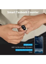 Smart Tasbih Zikr Ring, Rechargeable Zikr Ring, Ring Count Reminder, Muslim Prayer Timing Reminder, LED Display, Tasbih Counter