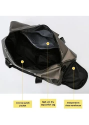 حقيبة دفل رياضية للسفر من مي هوم سنتر ذات سعة كبيرة للجنسين مع حزام كتف، فضي
