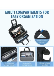 EMPSIGN Rolling Briefcase Laptop Bag173 Computer bag with wheels Water Repellent Travel Roller Underseat Bag with RFID Blocking PocketRolling Work Bags for womenmen Black