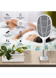 Doreen 650mAh USB Rechargeable Mosquito Bat Bug Zapper 3000Volt Indoor & Outdoor Electric Fly Swatter Racket&Lamp 2 in 1 for Home Bedroom Kitchen Office Backyard Patio（LH087A）