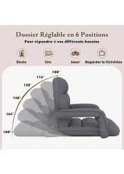 Portable Folding Chair Single Floor Lazy Sofa with Handle Adjustable Back