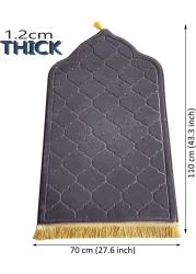 Embossed Dome Style Prayer Mat Grey Anti-Slip Velvet Top Islamic Prayer Mat New Design Sajadah Padded Prayer Rug for Men Women Eid Gift Ramadan 70x110 cm