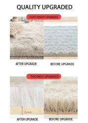 Mei Lifestyle Modern Wool Fluffy Floor Mat Carpet With Anti Slip High Pile Bottom With Upgraded Foam (Size 120&times;160cm)