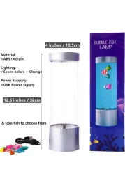 Bubble Fish Lava Lamp Mini LED With Multi Color Changing Aquarium Light with Remote Control Fake Fish Tank Night Light for Home Office Living Room Decor Gifts for Men Women Kids