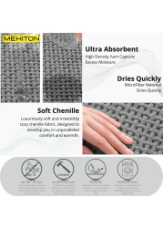 MEKITON - Premium Bathroom and Door Mat - Super Absorbent, Non-Slip, Quick Drying, Soft Plush Surface, Ideal for Entryways, Kitchens, and Bathrooms - 75 x 45 cms (Gray)