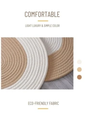 Mei Homecenter Hand Woven Jute Tassel Round Living Room Carpet With Anti Slip Bottom, White (Size 80CM)