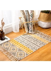 Mei Homecenter Ethnic Style Handwoven Tassel Carpet For Living Room Bedroom, Multicolor (Size 60&times;90CM)