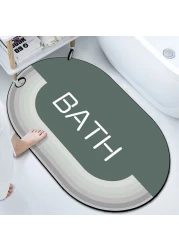 سجادة حمام دياتوم طين مضادة للانزلاق بتصميم مطبوع أنيق وفائق الامتصاص مع مادة ناعمة (50X80)