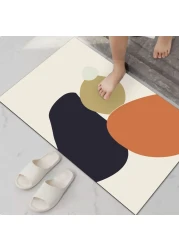 Diatom Mud Anti Slip Bathroom Mat With Printed Design Stylish &amp; Super Absorbent With Soft Material (50X80)