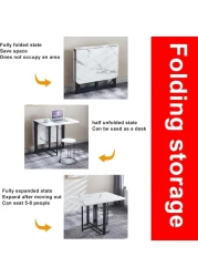 Generic Modern Folding Dining Table, Extendable Drop Leaf Folding Table, Multifunction Expandable, Steel Frame Structure, Easily Bear 400 Kg/881 Lb, Grey