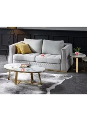 Generic Modern Nesting Coffee Table Set Of 2, Round Accent Table with Faux Marble Pattern Wood Top &amp; Gold Metal Frame for Living Room Office Balcony