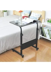 Doreen Mobile Side Table, Adjustable Movable Portable Laptop Computer Stand Desk Worksation With Tablet Slot &amp; Wheels for Bed Sofa 40 * 80cm black（GC1212A）