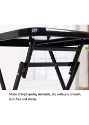 Yulan Iron Retro Outdoor Indoor Simple Folding Table Small Tempered Corrugated Glass, Transparent Ripple, Square, 629