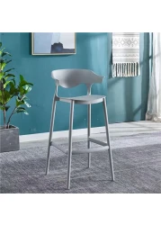 Jeffcoco Furniture Bar Stool, High Bar Chair Leisure Chair Bar Stool Outdoor Chair Home Bar Stool Plastic Chair Outdoor 4 leg High Chair (Grey)