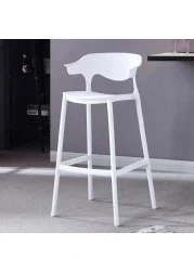 Jeffcoco Furniture Bar Stool, High Bar Chair Leisure Chair Bar Stool Outdoor Chair Home Bar Stool Plastic Chair Outdoor 4 leg High Chair (White)