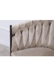 Jeffcoco Furniture Outdoor garden Bistro sofa chair, patio furniture, woven metal frame, sponge seat, Outdoor balcony single Seat chair, Waterproof Brown Beige Chair