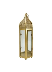Eid Lantern Candle Holder Gold 12x12x39cm