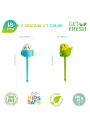 GET FRESH Animal Food Picks for Kids 18pcs Cute Bird Fruit Food Picks Set for Kids Toddlers Lunch Box Decoration Animal Bento Deco Children Toothpicks Reusable Easter Chicken Kids Toothpicks