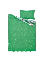 Duvet Cover And Pillowcase Blue Green/Forest Pattern 150X200/50X80cm